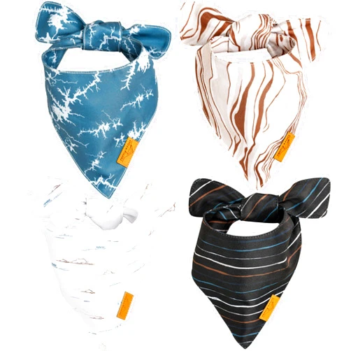 Remy+Roo Small Summer Dog Bandanas - 4 Pack Powell Set | Premium Durable Adjustable Polyester Fabric | Patented Shape Boy Dog Bandanas | Pack of Bandanas for Dogs