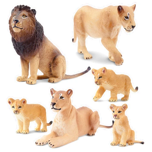 Toymany 6PCS Realistic Lion Figurines with Lion Cubs, 2-5