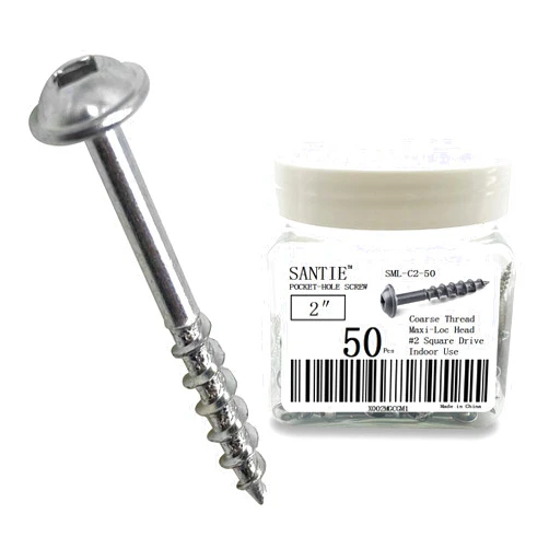 Santie #8 x 2 in. Coarse Zinc-Plated Steel Square-Head Pocket Screw (50-Pack)