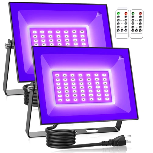 Dimgogo 2Pack 40W UV Black Lights, Blacklight Flood Light with Plug, IP66 Waterproof, Black Light Party Xmas Halloween Decors Glow in The Dark Stage Lighting, Neon Glow Aquarium Body Paint Fluorescent Poster