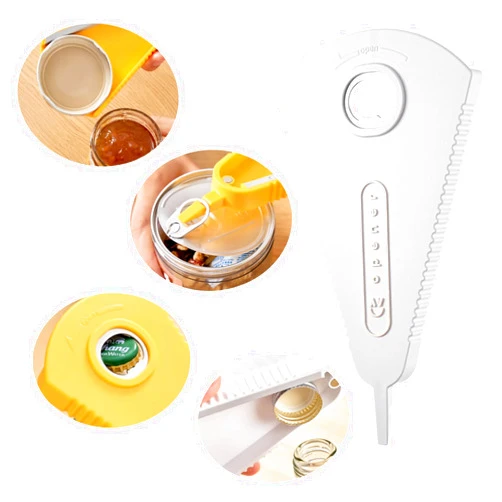 OURJIA Jar Opener,Beer Can Opener, 5 in 1 Multi Function Can Opener Bottle Opener Kit with Silicone Handle Easy to Use for Children, Elderly and Arthritis Sufferers (white_small)