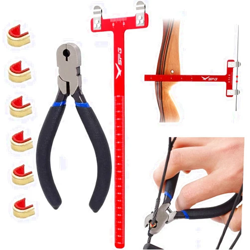 SOPOGER Archery Bow Square Nocking Points Pliers Bow String Knock Kit T Shape Turning Bow Square Ruler Tool String-Loop Nocking Buckle Pliers for Recurve Compound Bow Accessories