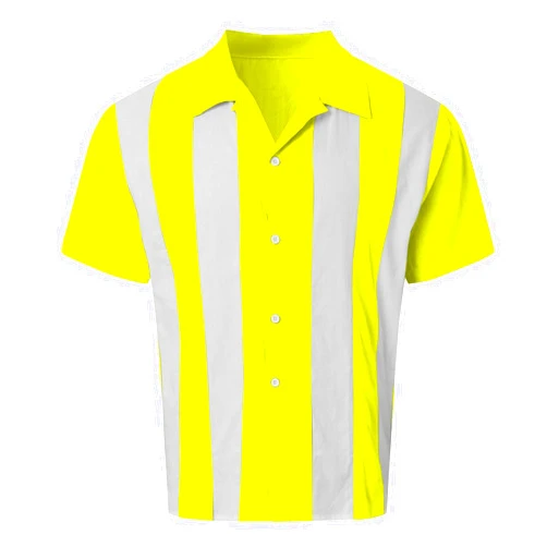 RDEGOOCHA Men's Linen Shirt Short Sleeve Vintage Shirt Striped Polo Cuban Shirts Fashion Casual Button Down Golf Shirt