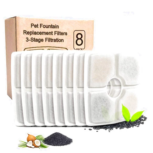 PK.ZTopia 8-Pack Cat Water Fountain Filter, Pet Fountain Filters, Replacement Filters for 84oz/2.5L Automatic Pet Fountain Cat Water Fountain Dog Water Dispenser