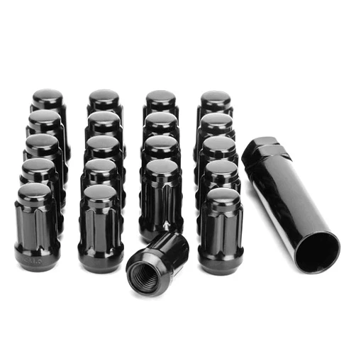 Glorider M12x1.5 Spline Lug Nuts, 20pcs 12x1.5 Lug Nuts Black with 1 Socket Key, Lug nut Set for Accord Civic CRV YJ MK RT Element HRV Legend XRV Courier Escape Escort Fiesta Focus Fusion Sierra