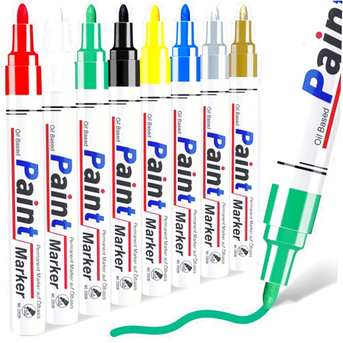 DAPAWIN Paint Pens Paint Markers, 8 Colors Medium Tip Permanent Markers Waterproof, Oil Based Paint Markers for Metal, Rocks, Wood, Plastic, Glass, Fabric, 2-3 MM Quick Dry Oil Based Paint Pens