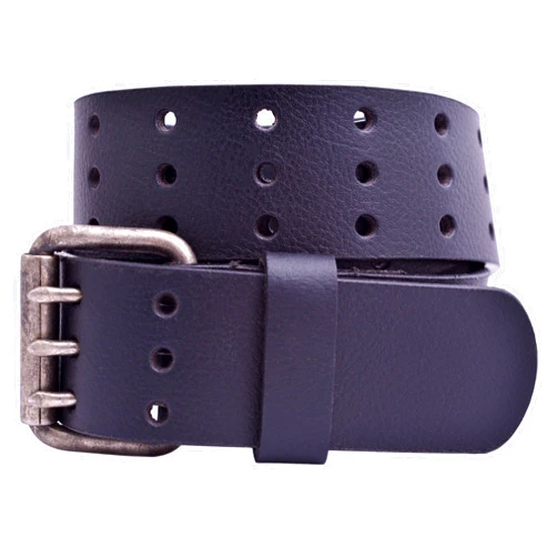 TheBeltShoppe.com Full Grain Buffalo Leather 3-Hole Jeans Belt - Black