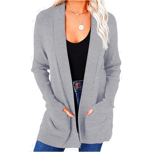MEROKEETY Women's 2024 Fall Open Front Waffle Knit Cardigan Long Sleeve Cozy Knit Sweaters with Pockets