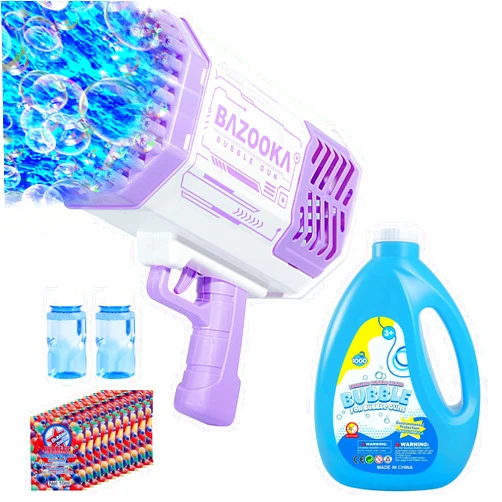 BOMOCO 69 Holes Bubble Gun with Bubbles Refill Solution