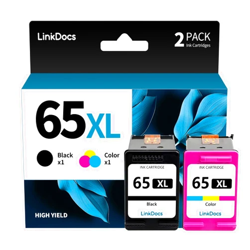 LinkDocs Remanufactured 65 65XL Ink Cartridge Black Color Combo Pack Replacement for HP 65 65XL Ink N9K04AN N9K03AN Used with HP Deskjet 3755 2652 3752 2622 Envy 5055 Printer Ink (2 Pack Black&Color)