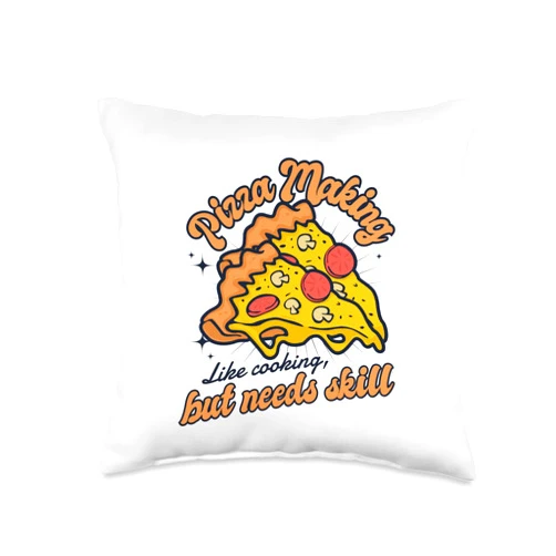 Kit Pizza Baker Maker Costume Stone For Oven Gifts Like Cooking But Needs Skill Pizzeria Chef Baker Pizza Maker Throw Pillow, 16x16, Multicolor
