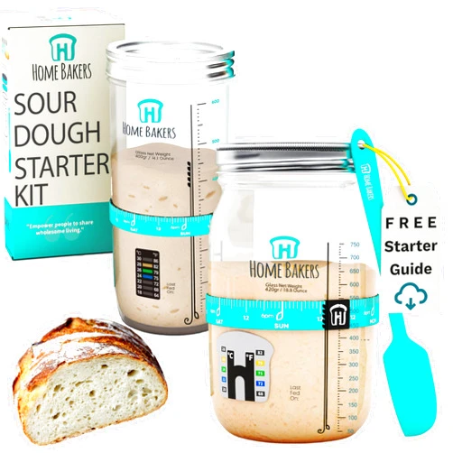 Ameeze Innovative 2 Pack Sourdough Starter Kit: 24oz and 34oz Wide Mouth Jar