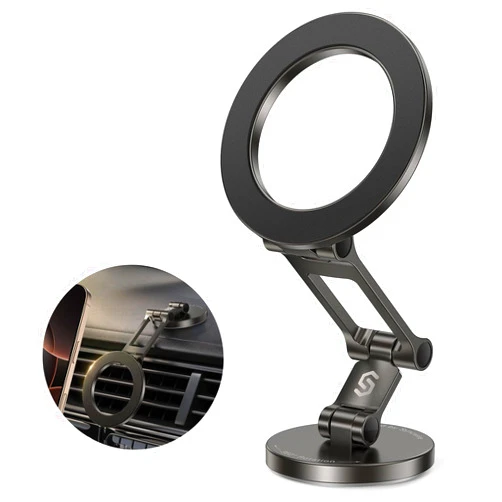 Syncwire Fits MagSafe Car Mount for Car Dash&Tesla Screen[All-Metal] Magnetic Phone Holder, [Flexible Three-axis]360° Rotation Car Mount Strong Magnets Car Phone Holder for iPhone 16 15 14 13 Pro Max