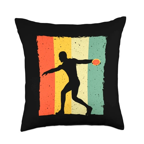 Best Discus Thrower Gift Track And Field Sports Funny Design Discuss Track and Field Throw Pillow, 18x18, Multicolor