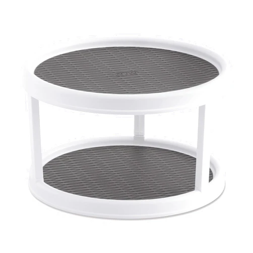 Copco Non-Skid Turntable, 2-Tier, 12-Inch, Durable & Easy Clean, White/Gray