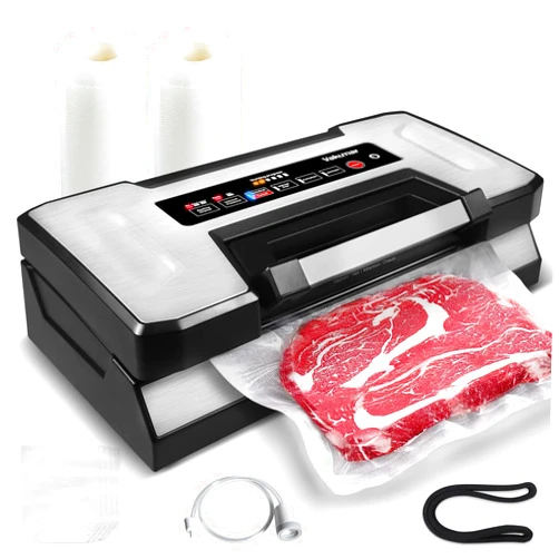 Vakumar Liquid Vacuum Sealer Machine, 90Kpa Vacuum Sealer Machine Preservation Dry/Moist/Liquid Modes, LED Indicator Light, Handle Locked Design, Built-in Cutter and Bag Storage, Removable Drip Tray