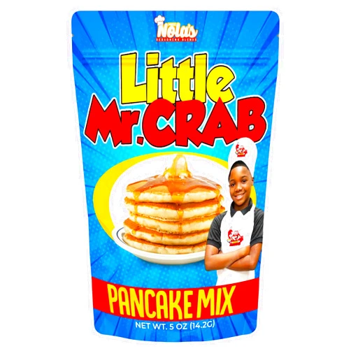 Miss Nola Seasoning Blends Miss Nola Little Mr Crab Buttermilk, Pancake Mix, & Waffle Mix, Light & Fluff, Baking Mix, Stickers and Hat, 5 oz Bag