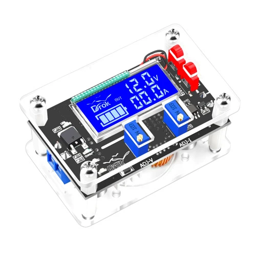 DROK DC Buck Module, Adjustable Buck Converter Step Down Voltage Regulator 6V-32V 30V 24V 12V to 1.5-32V 5V 5A LCD Power Supply Volt Reducer Transformer Module Board with USB Port Protective Case