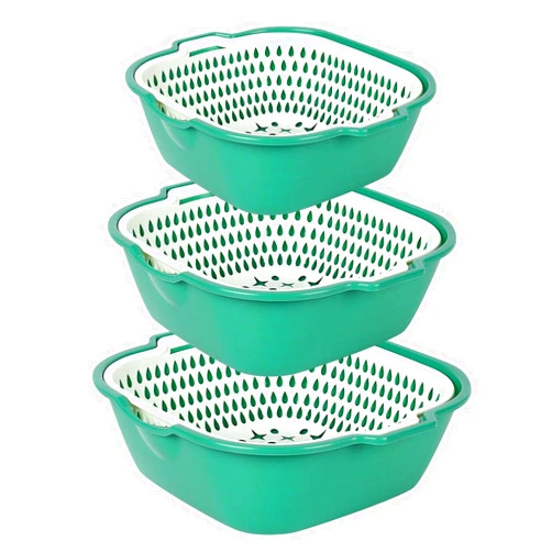 Generic 2 in 1 Kitchen Colander Set with Bowl Strainer, 6 Pack Vegetable Washing Basket, Dishwasher Friendly Double Layered Drain Basin,for Pasta Salad Berry Cleaning Mixing, Detachable (Mint Green/Green)