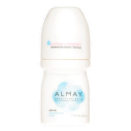 Almay Anti-Perspirant& Deodorant, Sensitive Skin, Roll-On, Fragrance Free 1.7 oz (Pack of 4)