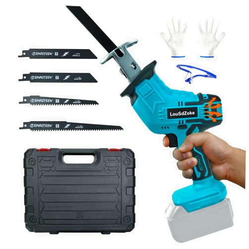 LouSdZoke Cordless Reciprocating Saw for Makita 18V Battery, Brushless Sawzall Tool-Free Blade Change with 4 Saw Blade,0-3000 SPM Variable Speed for Wood/Metal/PVC Cutting