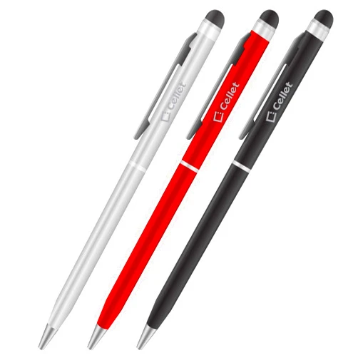 Works for Casio by Cellet PRO Stylus Pen for Casio G'zOne Commando 4G LTE with Ink, High Accuracy, Extra Sensitive, Compact Form for Touch Screens [3 Pack-Black-Red-Silver]