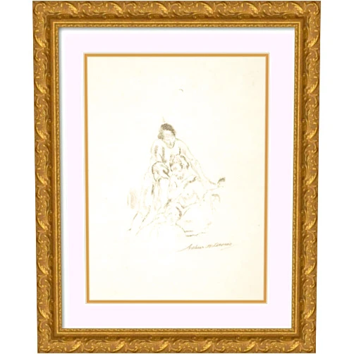 ArtDirect Arthur Bowen Davies 14x18 Gold Ornate Frame and Double Matted Museum Art Print Titled - Pyramid (1921)