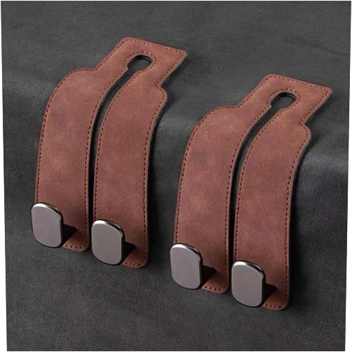 ColisPar Car Headrest Hooks for Purses and Bags, Double Flexible Leather Hooks Car Accessories Interior for Women Men, 2 in 1 Back Seat Hook Car Organizer and Storage Car Essentials Organization Car Must Haves