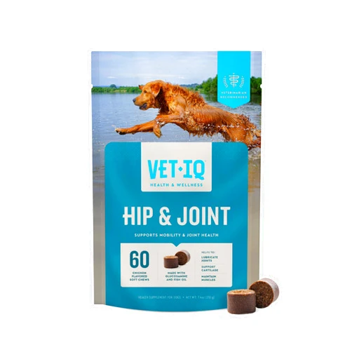 VetIQ Glucosamine Hip & Joint Supplement for Dogs, 60 Soft Chews, Dog Joint Support Supplement with MSM and Krill, Dog Health Supplies Large & Small Breed, Chicken Flavored Chewables