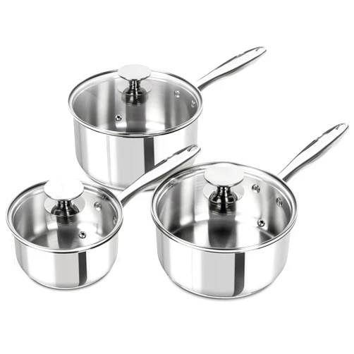 MICHELANGELO Stainless Steel Saucepan Set with Lids 1QT & 2QT & 3QT, Stainless Steel Sauce Pot Set 6pcs, Induction Saucepans, Nonstick Sauce Pan Set, Dishwasher Safe