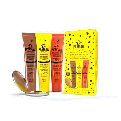 Dr. PAWPAW ORIGINAL BALM Dr.PAWPAW Natural Beauty Gift Collection - Original, Rich Mocha + Peach Pink Balm Set (25 ml each) + Bonus Compact Mirror