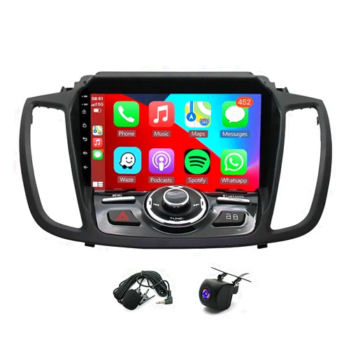 Slakerbe 4GB+64GB Car Radio Stereo fit for Escape 2013 2014 2015 2016 2017 2018 2019, 9'' Touchscreen Carplay/Android Auto Car Stereo Multimedia Player with GPS WiFi FM AUX USB Backup Camera