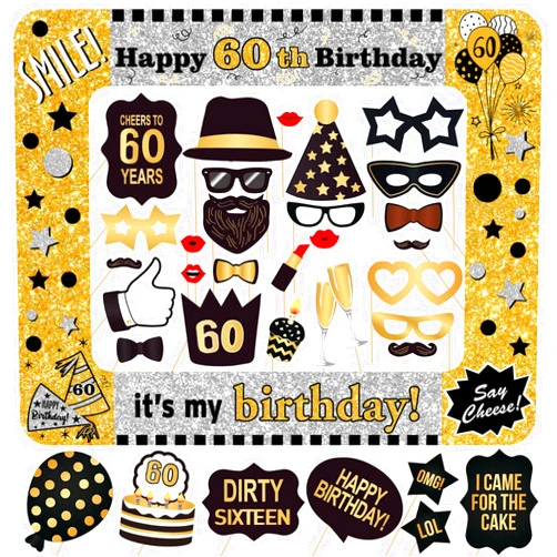 The DaPai 60th Birthday Inflatable Photo Booth Set - Giant Selfie Photo Booth Frame & Props - Black PVC Material - Party Decor