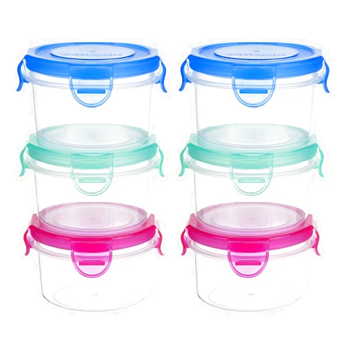Freshmage Salad Dressing Containers, 6pcs 2.7oz Sauce Containers with Airtight Leakproof Locking Lids, BPA-Free Stackable Dressing Containers for Lunch Box
