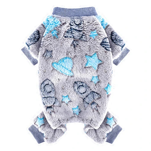 PinkBow Fleece Dog Pajamas for Small Dogs Boy, Fall Winter Dog Pjs Cute Extra Small Puppy Clothes, 4 Legs Dog Sweater Jumpsuit, Soft & Stretchy Dog Onesies Pet Apparel Outfits for Chihuahua Yorkie Cat, XXXS