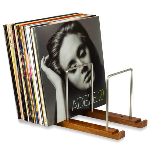 Optage Audio 75 LP Vinyl Record Storage Holder, Solid Walnut Wood Record Holder for albums, Built-in Now Playing, Use for Record Storage, Vinyl Record Holder Rack, Vinyl Storage & Vinyl Stand