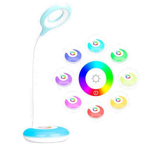 mafiti LED Desk Lamp Cordless Rechargeable Battery Operated Table Light Adjustable Gooseneck Dimmable Touch Control Color Changing RGB Eye-Caring Base Night Light for Kids with USB Charging Cable