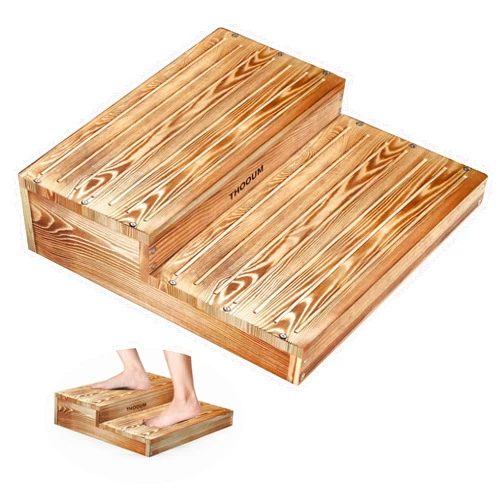 THOOUM Wooden 2 Step Stool for High Beds, Moderate & Applicable 2-Step Stools for Seniors, Solid Wood steppingStool, Built-in Handle for Easy Carrying, 25.6