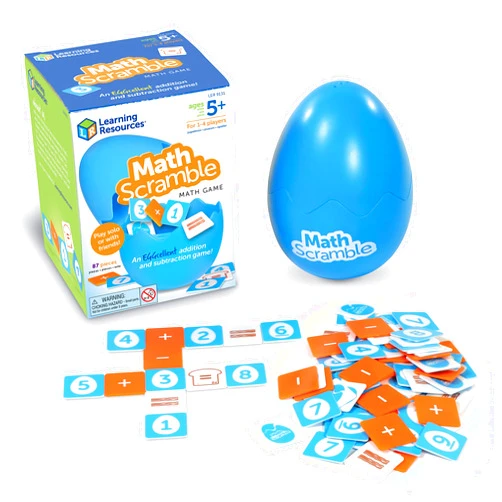 Learning Resources Math Scramble Game,Educational Games for Kids, Math Games for Kids, Early Math Skills, Addition and Subtraction Games, 87 pieces, Ages 5+