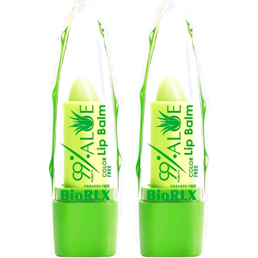 BioRLX 99% Purity Aloe Vera Lip Balm - Natural Moisturizing Unisex Lip Care for Hydrated and Radiant Lips (Aloe Vera - Color Free, 0.12 Ounce (Pack of 2))