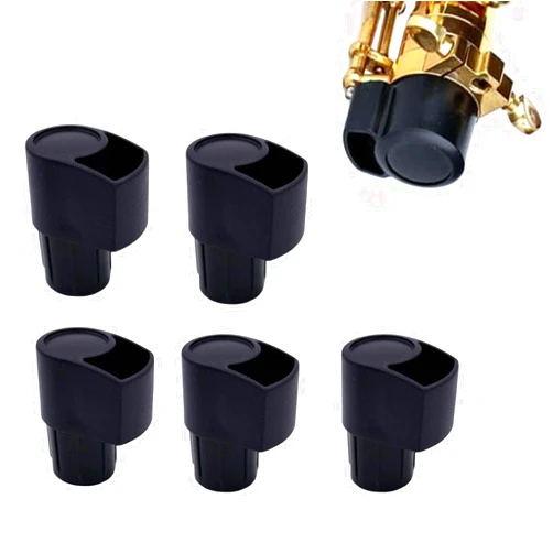Jiayouy 5Pcs Alto Saxophone End Cap Plug Plastic Sax Bent Neck Key Protector Plugs Caps for Alto Saxophone Accessories (Black)