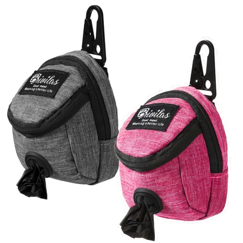 Talltalk 2 Pieces Dog Treats Bag Pet Poop Treat Bag Holder Dog Poop Treat Bag Dispenser Outdoor Holder Carrier Dog Waste Zipper Pouch with Metal Button for Most Dog Leash, Pink, Gray
