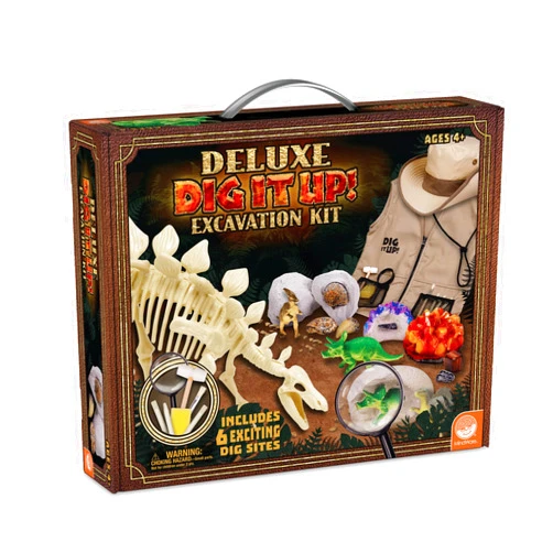 MindWare Dig It Up! Deluxe Dinosaur Excavation Kit - Ages 4+ Dino Dig Kit - Includes Excavation Tools to Dig Out 8 Treasures
