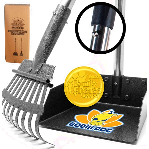 Bodhi Dog Metal Long Handle Tray and Rake Pooper Scooper | Perfect for Small, Medium, Large, XL Pets - Great for Grass, Street and Gravel