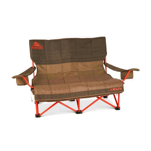 Kelty Low Loveseat Nest –Two Person Camping Chair with 2 Removable Blankets, Lower to The Ground, Slight Recline, Insulated Beverage Holders, Roll Tote Storage, 2024 (Beluga)