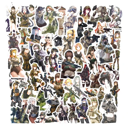 WASHBO 60Pcs Sexy Anime Camouflage Girl Stickers, Beauty Cartoon Sticker Collection,Reusable Vinyl Waterproof Stickers,DIY Decorative for Laptop Luggage Skateboard Water Bottles (Camouflage)
