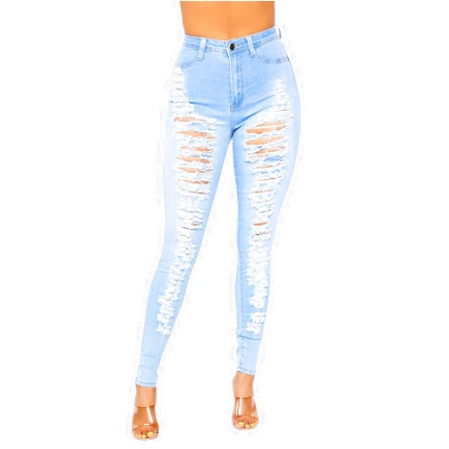 SOHO GLAM High Waisted Super Distressed Skinny Jeans - X-Large Plus