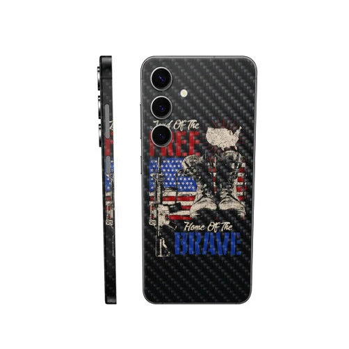 MIGHTY SKINS Carbon Fiber Phone Skin Compatible with Samsung Galaxy S24+ - Land of The Free - Premium 3M Vinyl Protective Wrap Decal Cover - Easy to Apply | Crafted in The USA by MightySkins