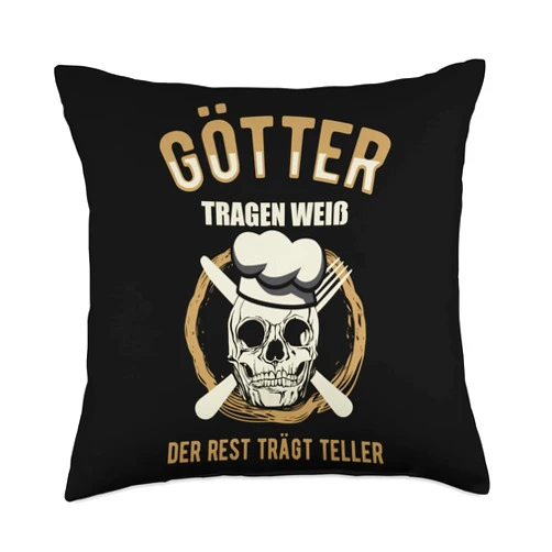 Götter tragen Weiß der Rest trägt Teller für Köche Götter tragen Weiss die Rest wears plates for chefs Throw Pillow
