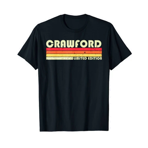 Customized Last Name Gifts Family Christmas Team CRAWFORD Surname Funny Retro Vintage 80s Birthday Reunion T-Shirt